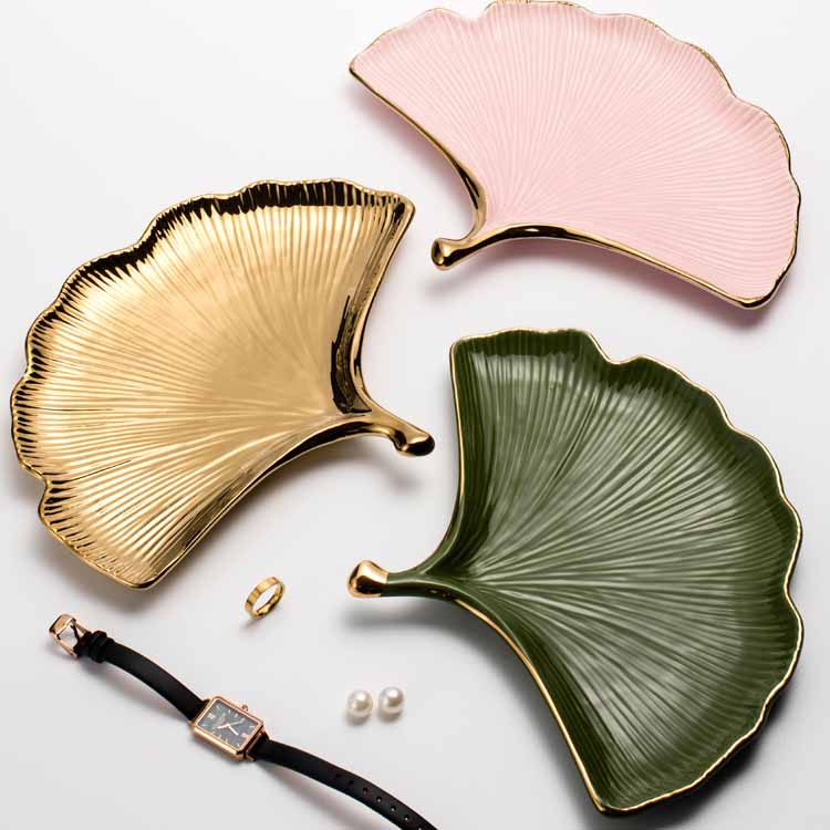 Nordic Style Bubble Pattern Gold Trim Ceramic Tray, Service Plate, Jewelry Tray, Decoration Tray