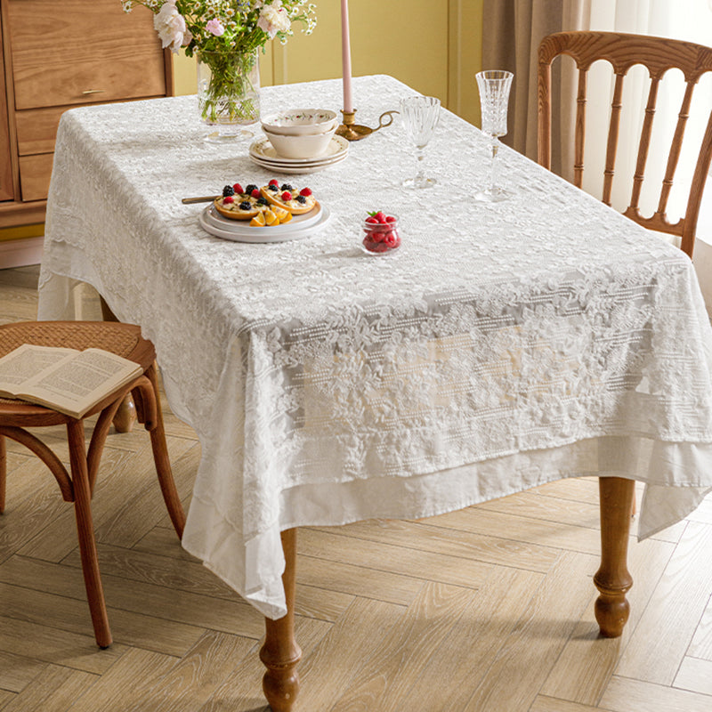 Pearl French light luxury pastoral white lace tablecloth ins wind round table cover cloth high-quality Nordic coffee table tablecloth