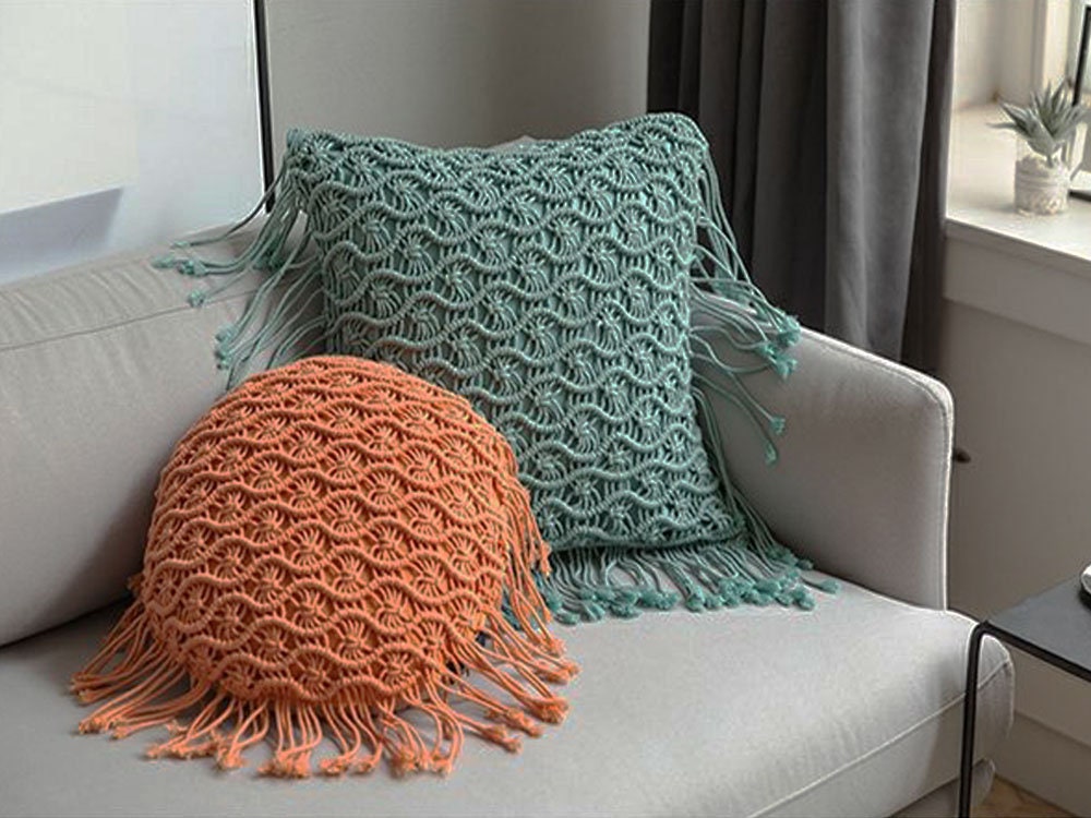 Macrame Tassels Pillow Cover, Handmade Pillowcase