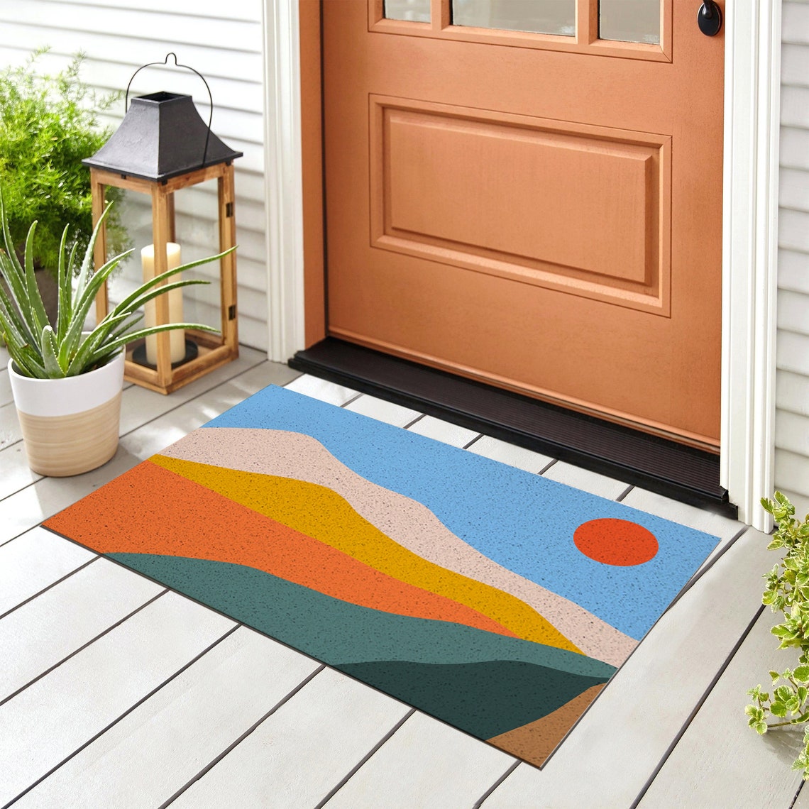 Colorful Mountain and Sunrise PVC Entrance Mat