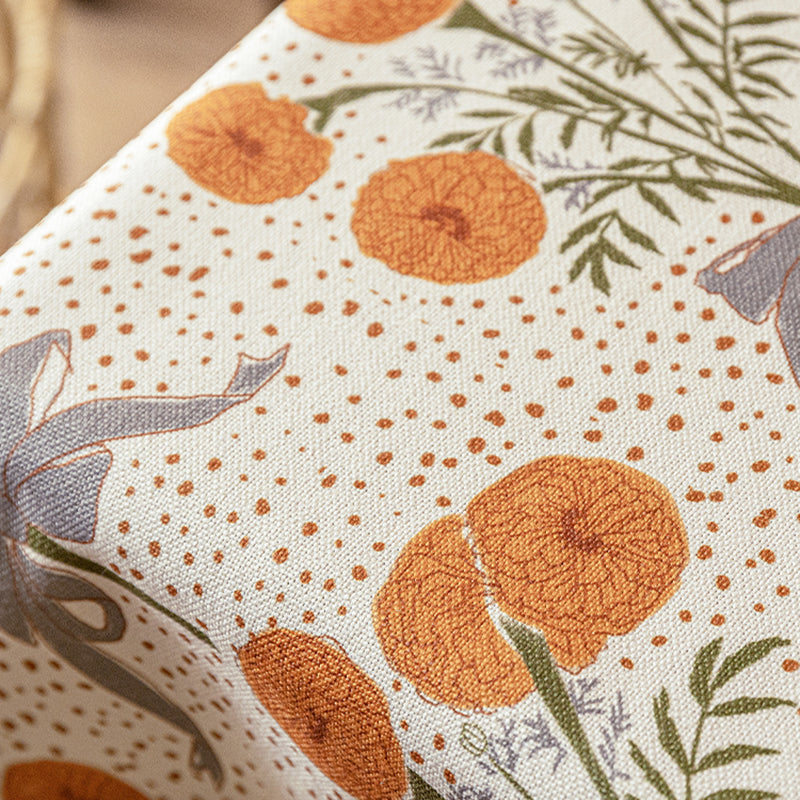 American retro style tablecloth pastoral table cloth TV cabinet coffee table cover cloth rectangular Veligis tablecloth The beautiful pattern of Calendula officinalis, natural and smart, feel the beautiful spring