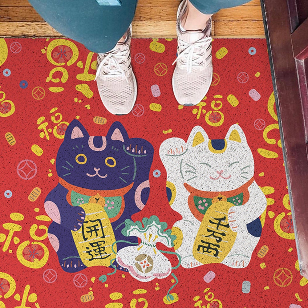 Double Fortune Cats PVC Entrance Mat