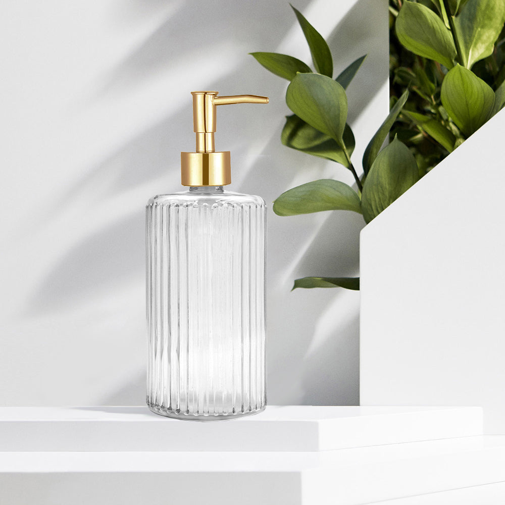 Clear Glass Soap Dispenser, Ultra Simple Design Pump Bottle, 400ml/14 oz