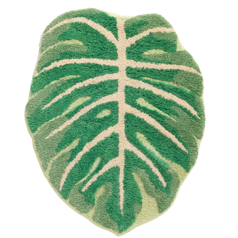 Tufting Leaf Bath Mat, Cute Green Bathroom Rug, Plants Bathroom Rugs, Gift for Nature Lover