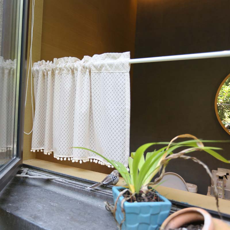 Biege Hollow-Out Cabinet Curtain Short Curtain