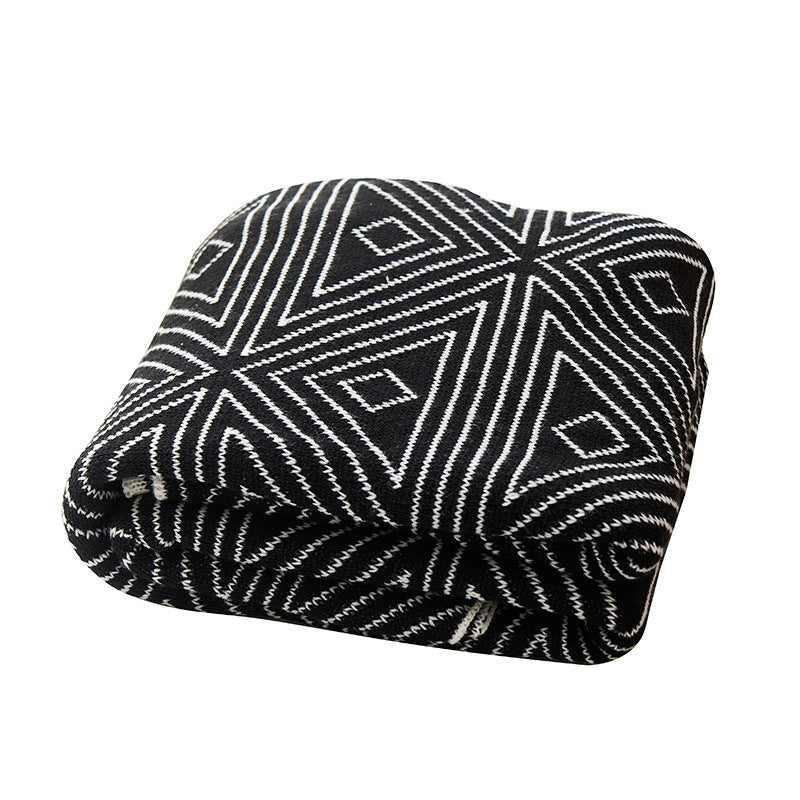 Black & White Geometric Pattern Reversible Blanket
