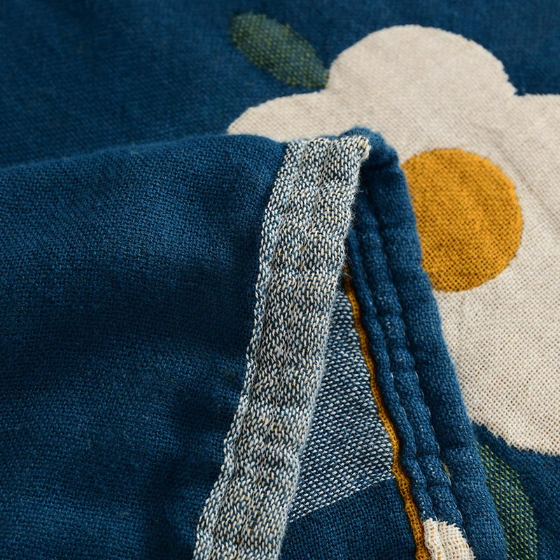 "FALL IN LOVE" Flower Plaid Reversible Quilt