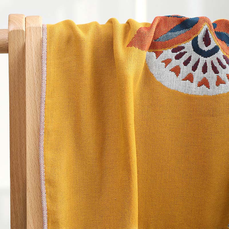 Blooming Flower Yellow Reversible Bath Towel