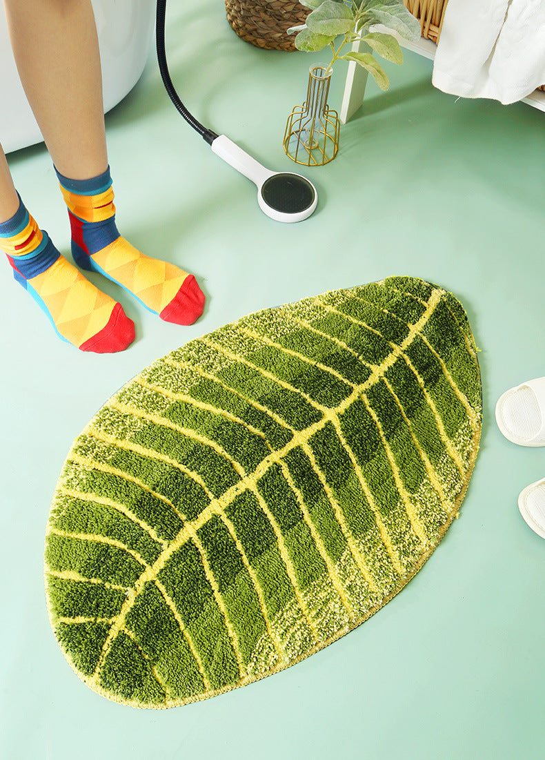 Feblilac Banana Leaf Bath Mat, Multiple Sized Floral Non Slip Bathmat, Plants Bathroom Rugs, Green Anti Slip Toilet Mat, Soft Thick Bathroom Carpet, Art Bathroom Mats, Best Bath Rugs, Hot Shower Mat Non Slip, Toilet Rug