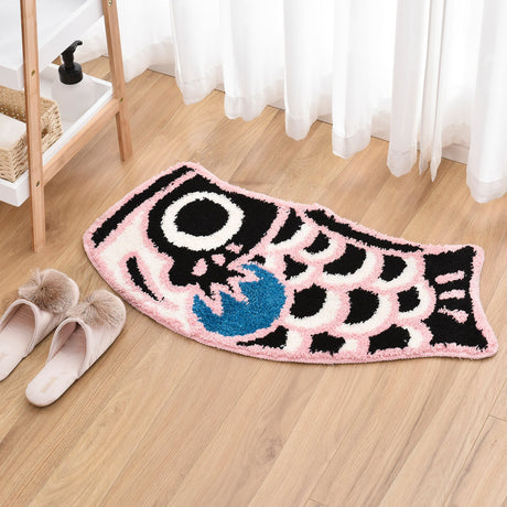 Feblilac Red Koi Fish Bath Mat, 17.7"x33.4" Animal Non Slip Bathmat