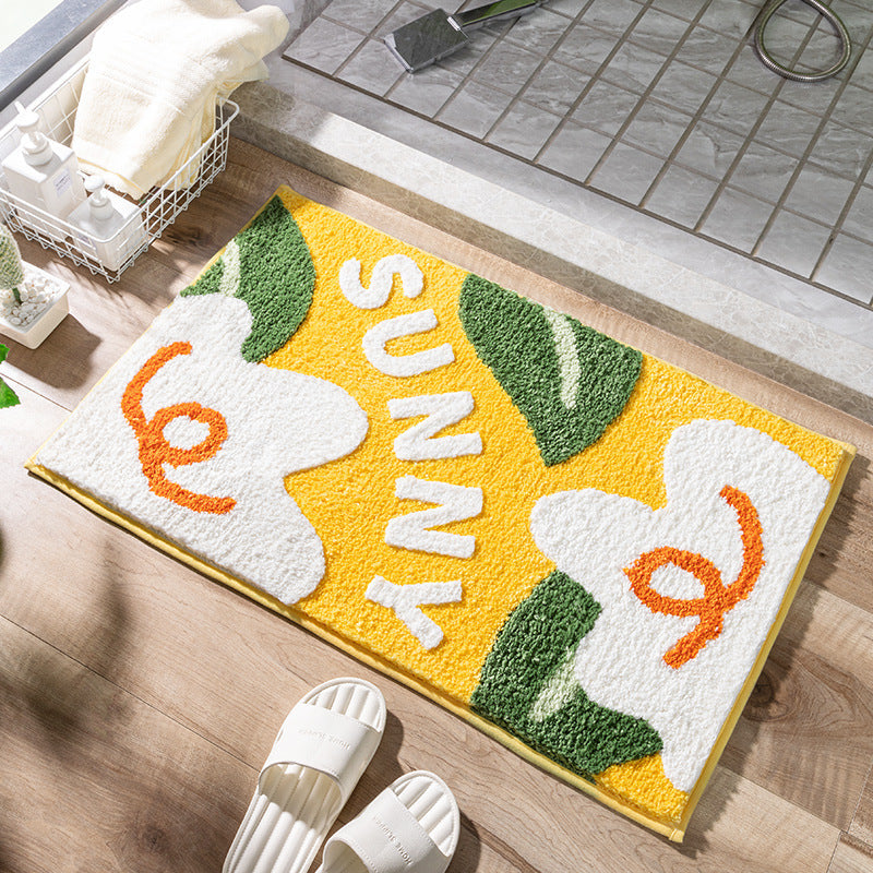 Leaves flower and Forest Bath Mat