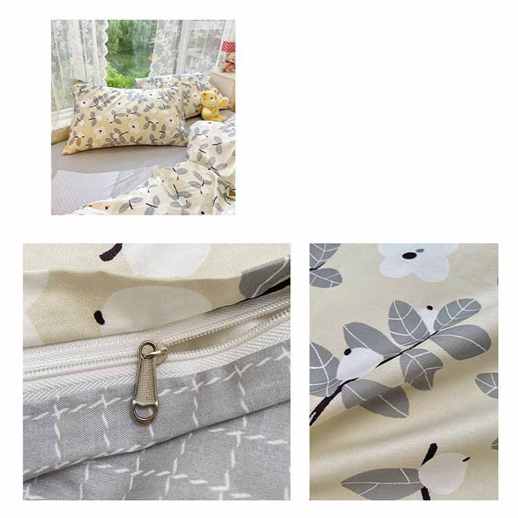 White Gardenia Bedding Set Washable 60s Cotton Duvet Cover Bedding Set