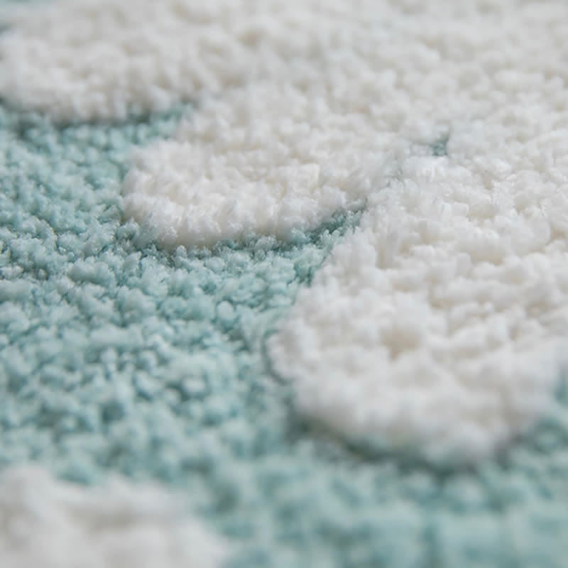 Blue Daisy Pattern Non-Slip Door Rug