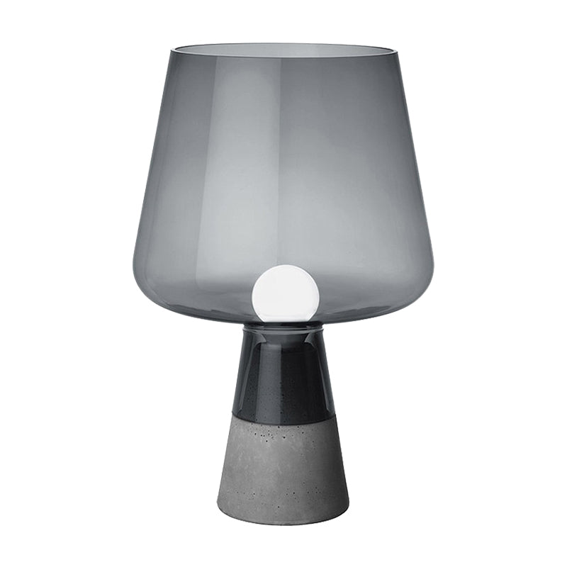 Cup Table Light Modern Smoke Gray/Amber Glass 8"/10" Wide 1 Head Nightstand Lamp with Cement Base