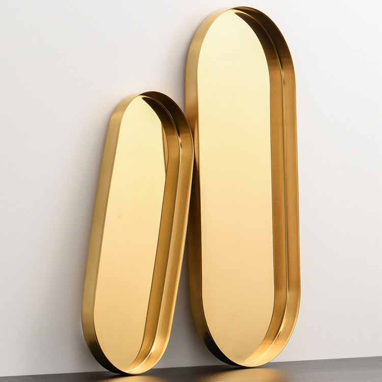Nordic Style Gold Oval Stainless Steel Jewelry Tray, Decoration Tray