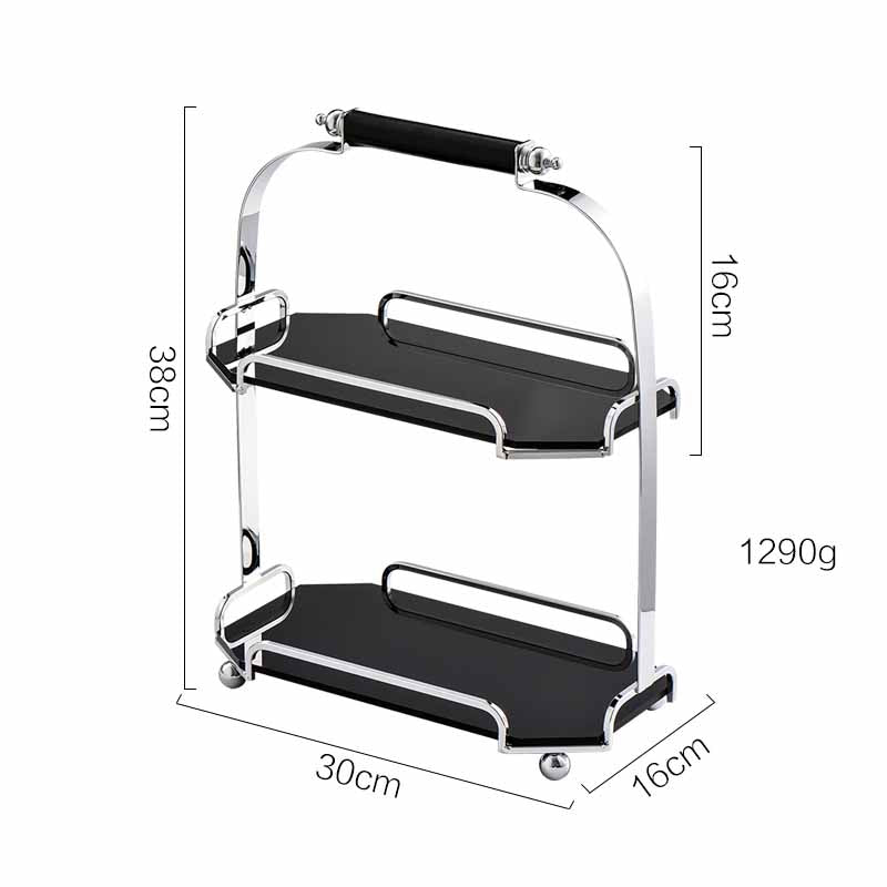 Nordic Style Light Luxury Silver Iron Art Acrylic Double Octagonal Storage Rack Black/Silver/Cream, Cosmetics Shelves, Jewelry Tray, Decoration Tray