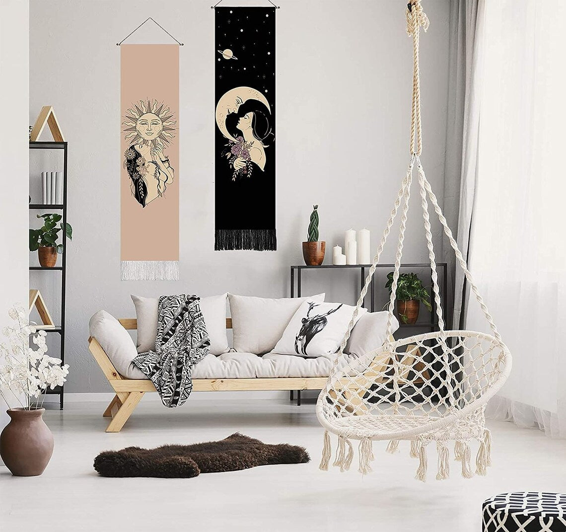 Bohemian sun & moon tapestry (2 pack )