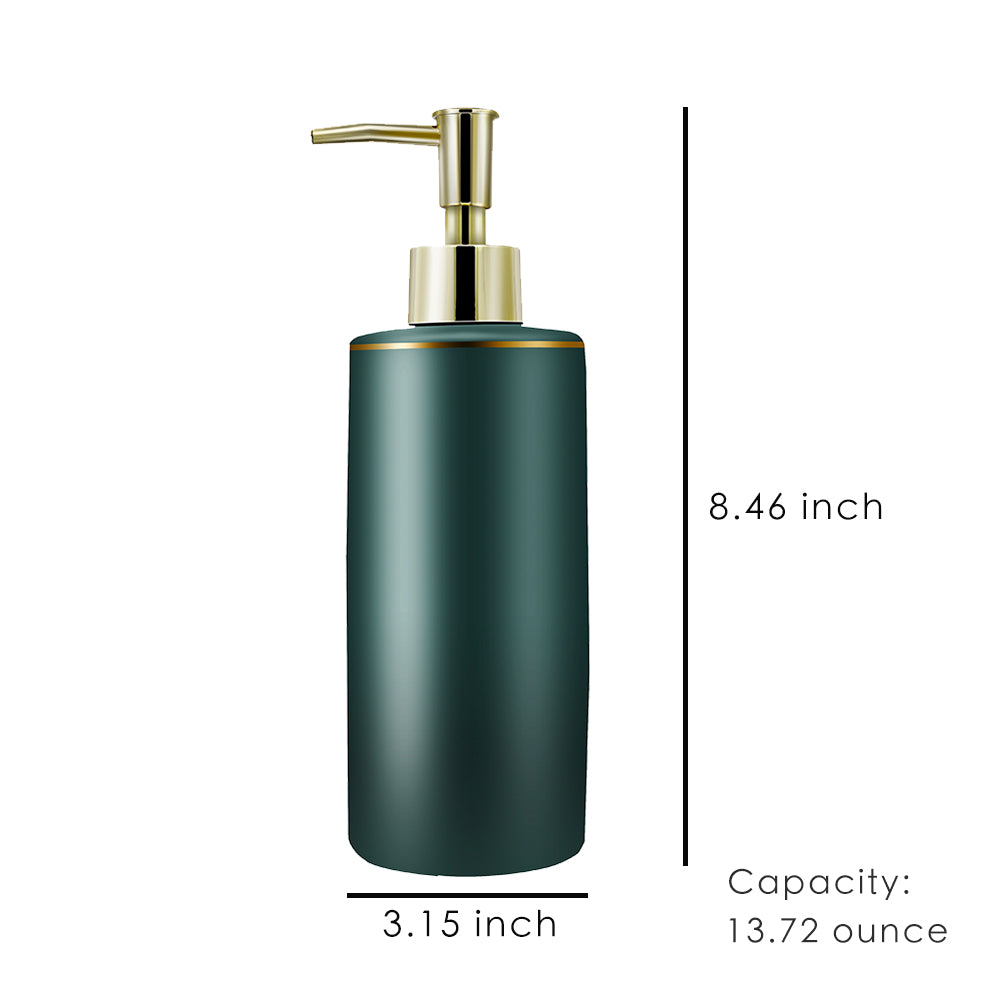 Luxury Green Glass Soap Dispenser, European Style Pump Bottle, 400ml/13.72 oz