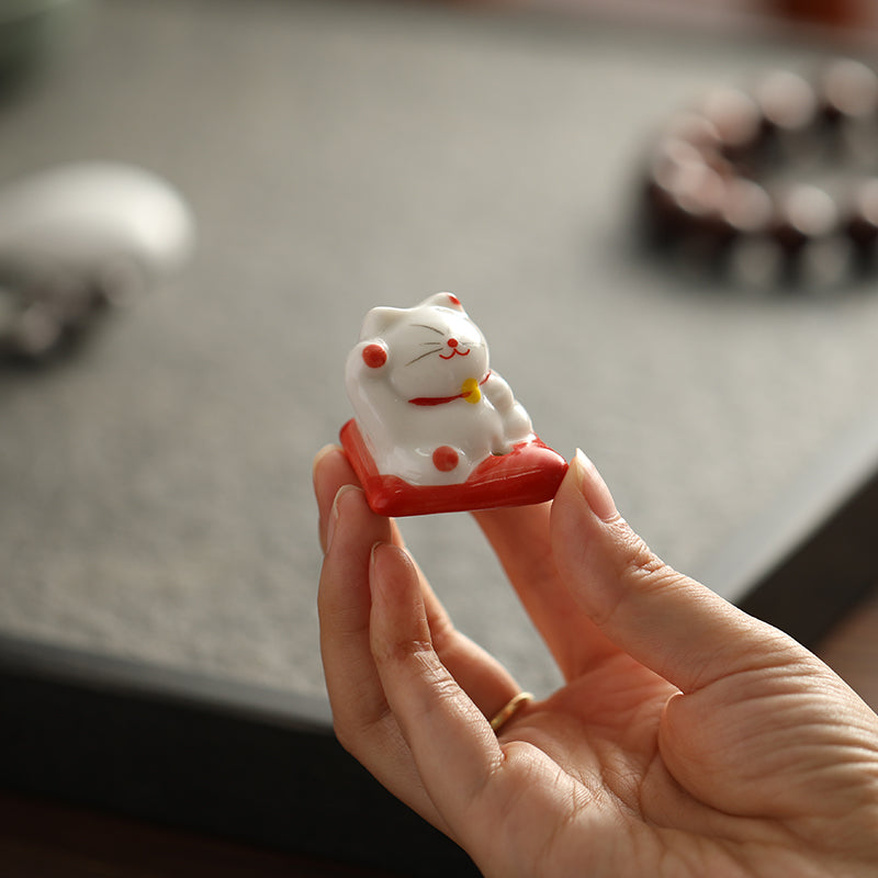 Ceramic Incense Burner, Fortune Cat Incense Holder, Cute Animal Design, Aromatherapy, Yoga Incense Burner, Small Incense seat
