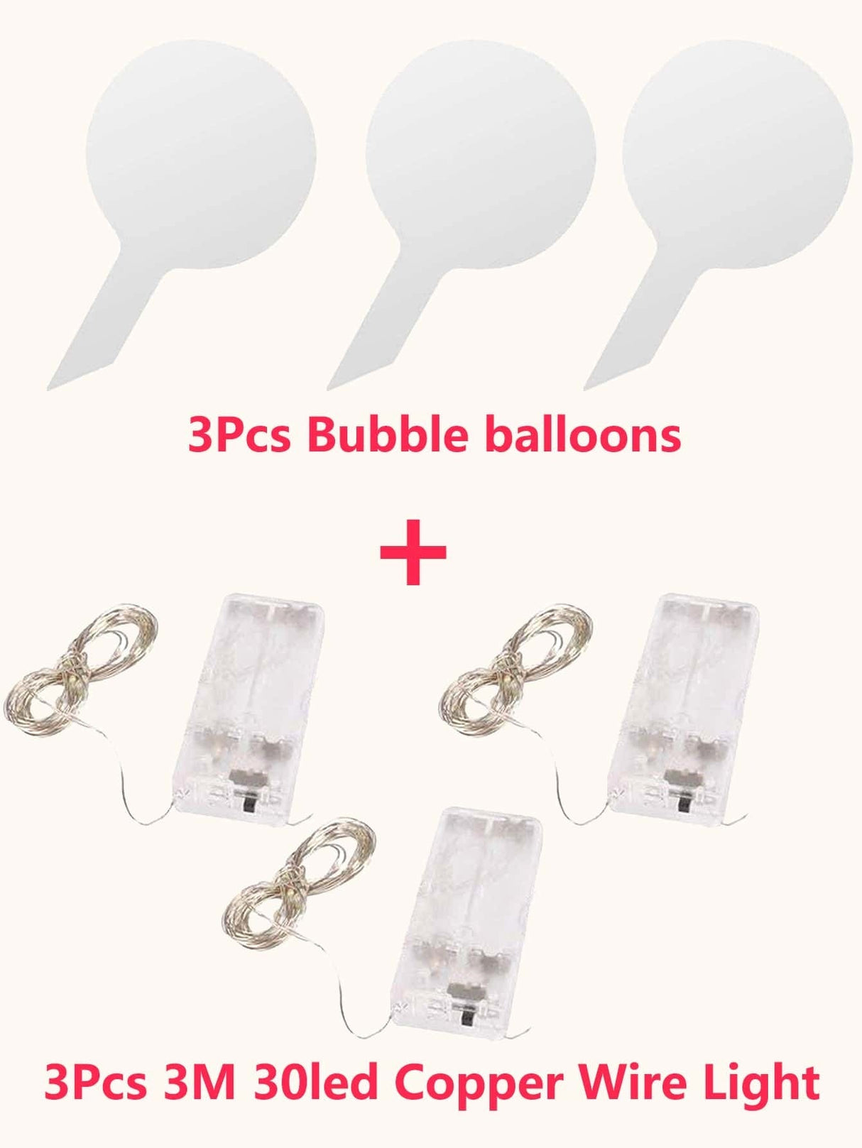 Copper String Light with Balloon 3pcs - Novelty Lighting