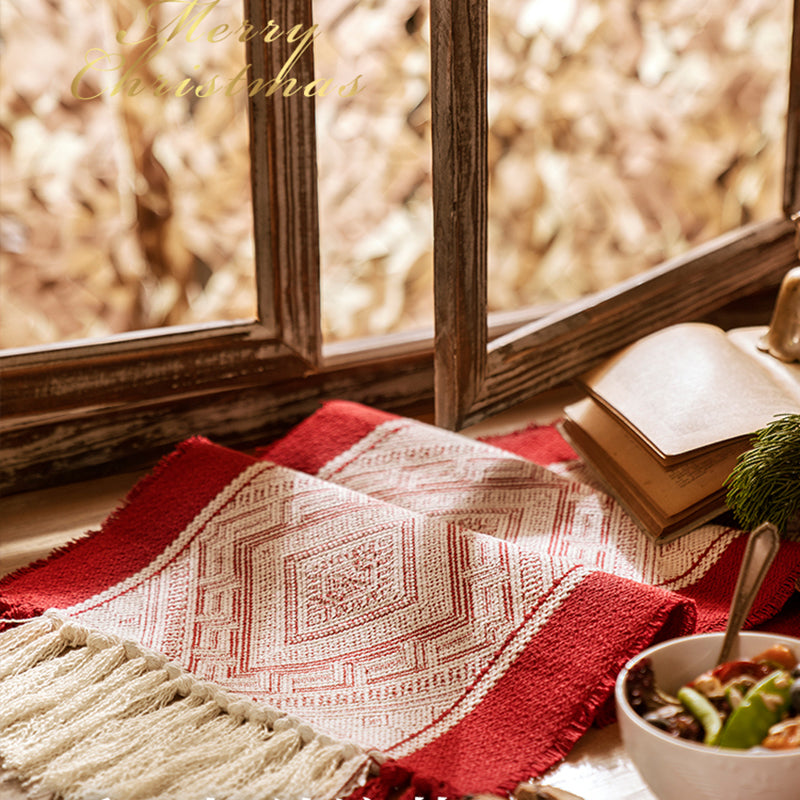 Christmas table flag red festival New Year Nordic high-end light luxury jacquard tablecloth table flag TV cabinet coffee table cover towel Jingle Jingle, Jingle bells