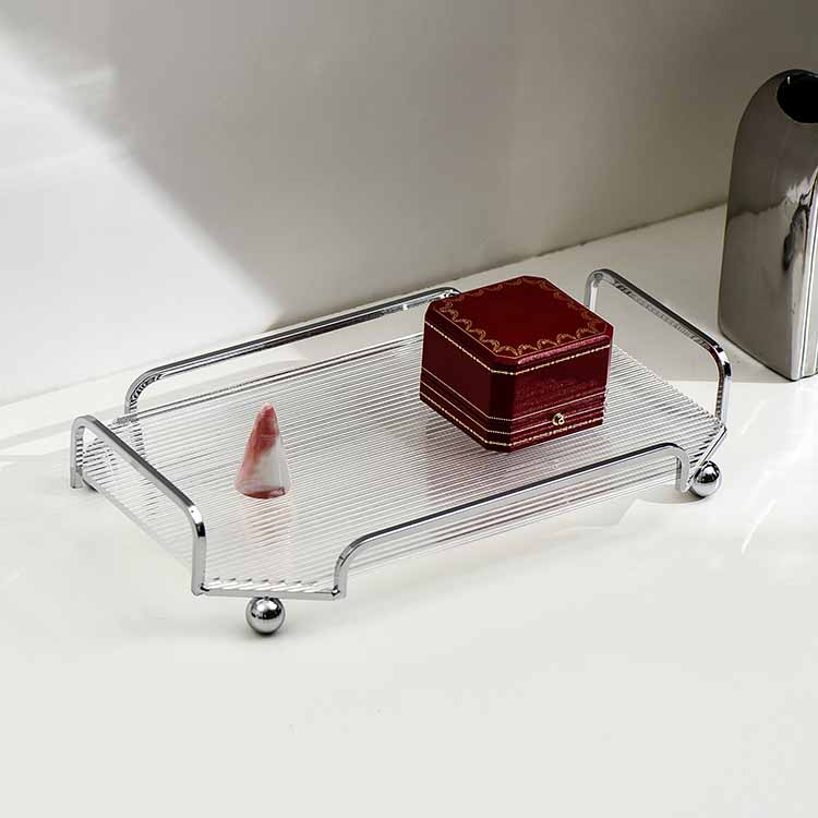 Nordic Style Light Luxury Iron art acrylic octagon tray Sliver/Cream/Black, Jewelry Tray, Decoration Tray