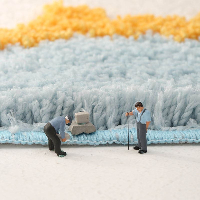 Feblilac Semicircle Grey Daisy Bath Mat, Flower Blue Daisy Bathroom Rug, Soft Plush Water-Absorbent Multiple Size Floral Anti Slip Toilet Mat, Soft Thick Bathroom Carpet, Art Bathroom Mats, Best Bath Rugs, Hot Shower Mat Non Slip, Toilet Rug