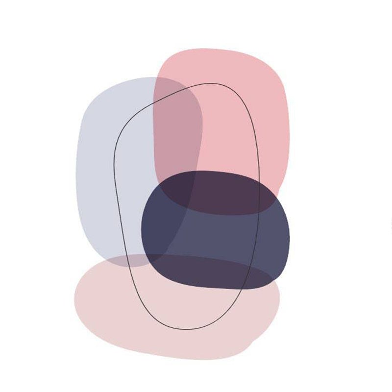 Pink and Blue Circle and Line Art Shower Curtain