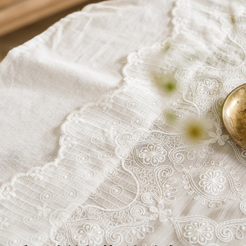 Mona French white lace tablecloth art high-end round table dessert table tablecloth photo atmosphere tablecloth
