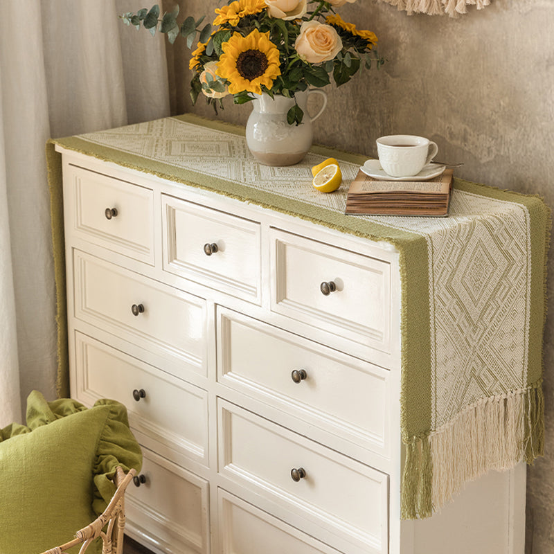 Kamei coffee table table flag European new Chinese high-end Nordic American light luxury tablecloth TV cabinet shoe cabinet cloth cover towel High-grade textured jacquard fabric with delicate dark grain fringe fringe