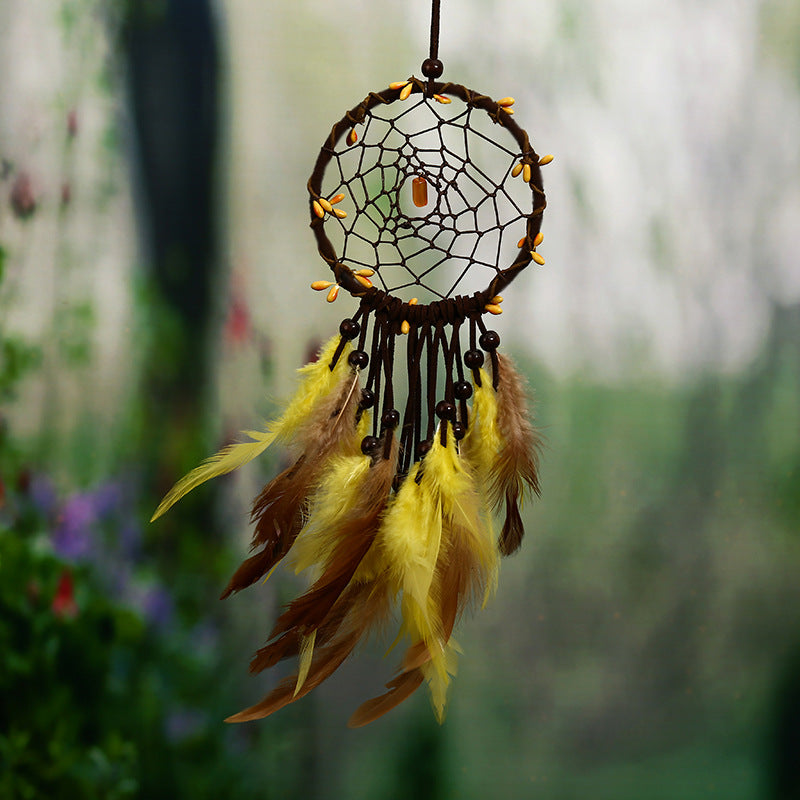 Cute Yellow Feather Dream Catcher