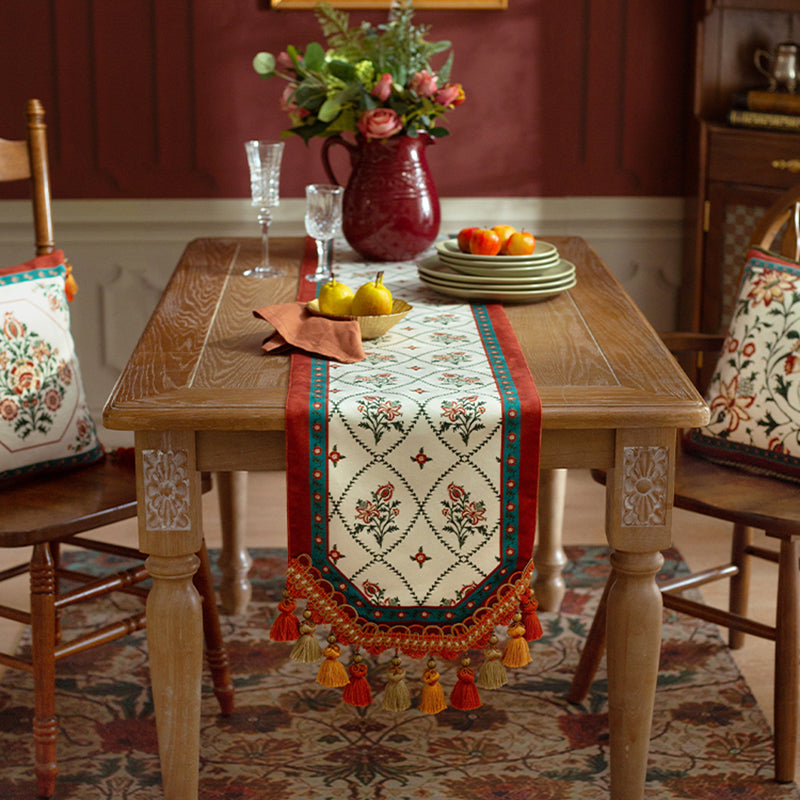 Flowers American table flag light luxury tablecloth Nordic Chinese coffee table TV cabinet wine cabinet dresser long strip cover towel