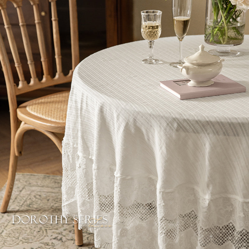 Dorothy French white lace tablecloth hollow high-quality ins Nordic style tablecloth round table cover cloth rectangle