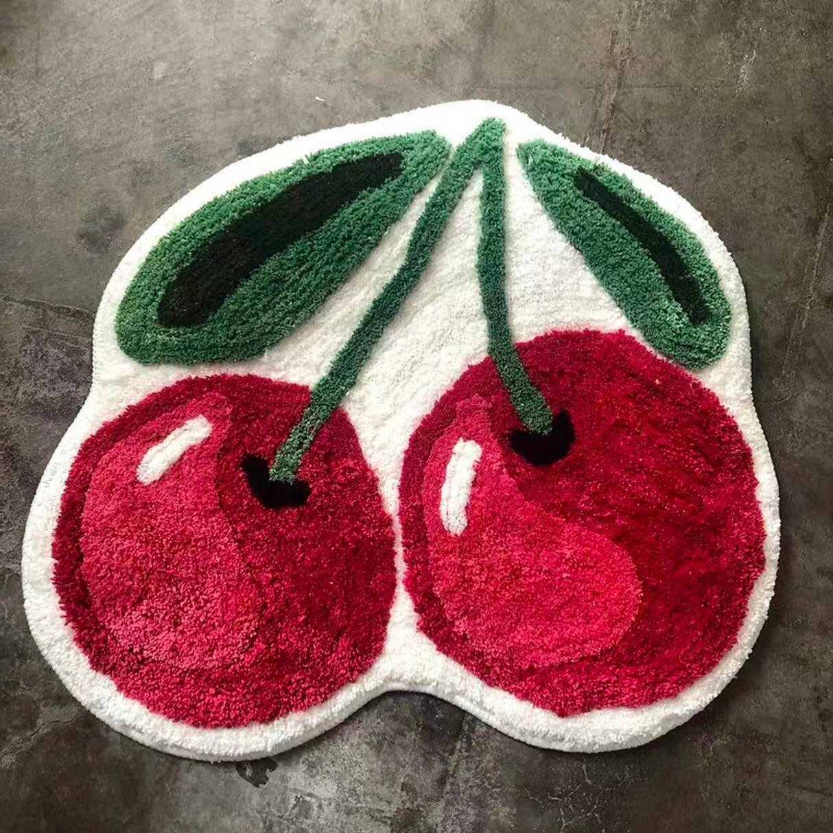 Cute Cherry Bath Mat, Red Fruit Bathroom Rug, Soft Plush Water-Absorbent Mat, Multiple Sized Anti Slip Toilet Mat, Soft Thick Bathroom Carpet, Art Bathroom Mats, Best Bath Rugs, Tufting Art Rug for Bathroom Toilet Bathtub