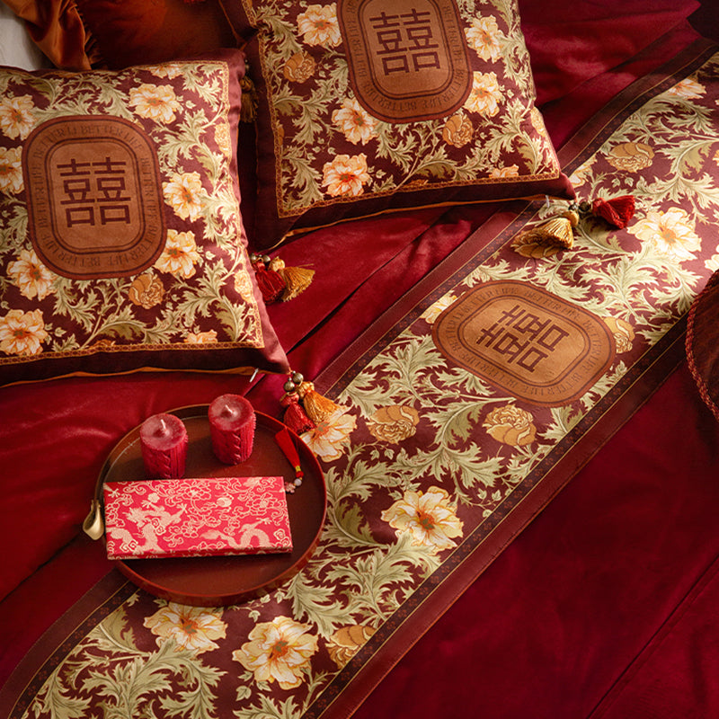 Splendid marriage festive table bunting red wedding with American retro high-end dining table coffee table TV cabinet bed flag