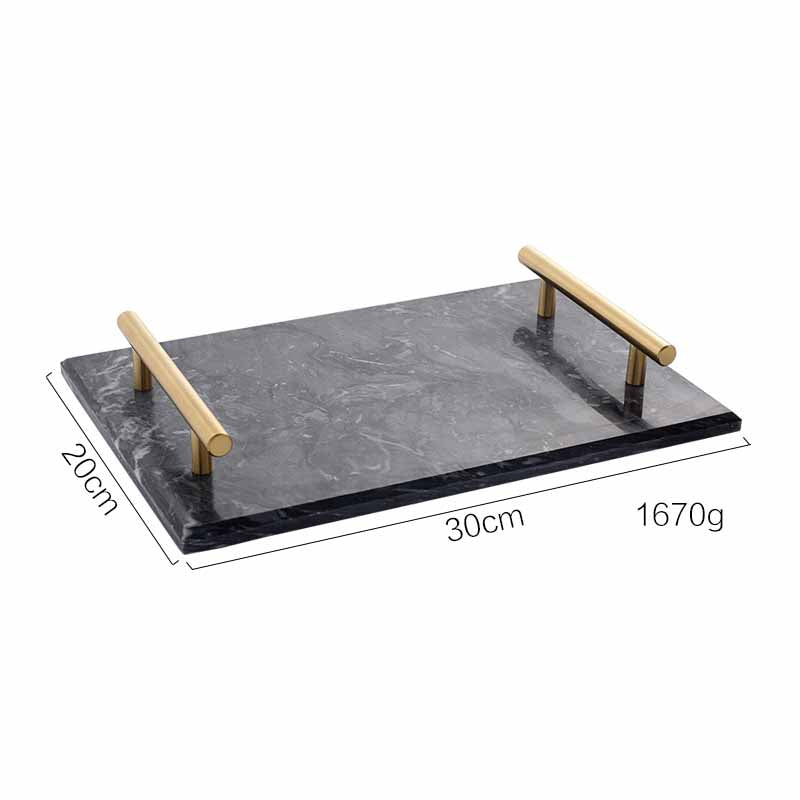 Nordic Style Natural Marble Gold Handle Tray, Service Plate, Jewelry Tray, Decoration Tray