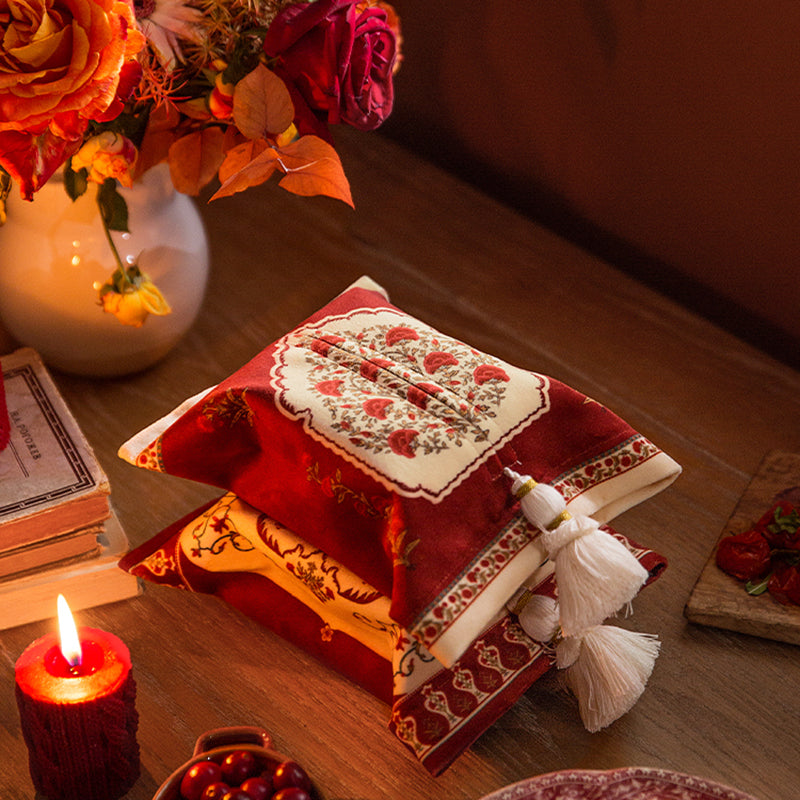 Polka red household tissue box American-style living room dining car with fabric original tissue drawer ins ornaments