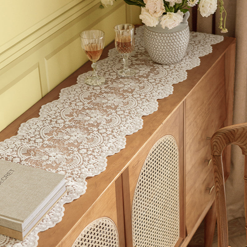 Dreamy French white three-dimensional embroidered lace table flag wedding banquet decoration rectangular coffee table cloth cover towel cloth