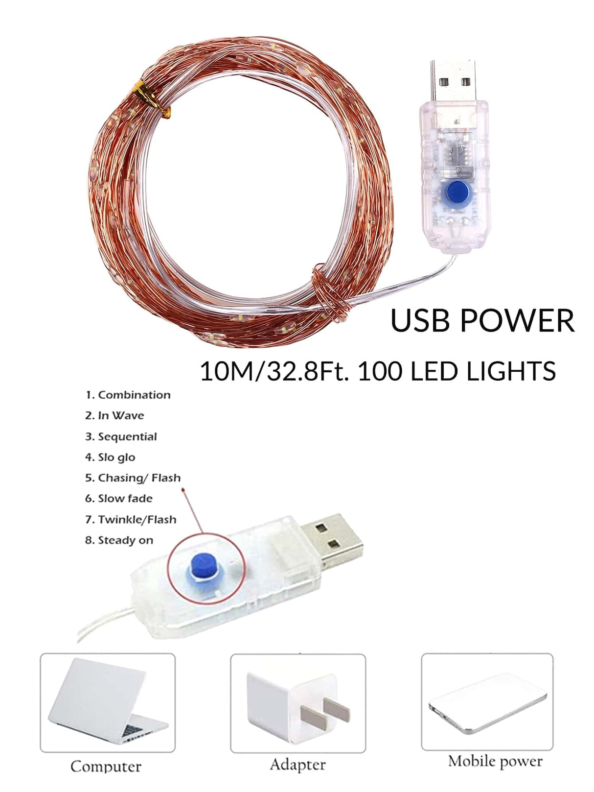 Copper String Light with 200pcs Bulb 1pc - Novelty Lighting