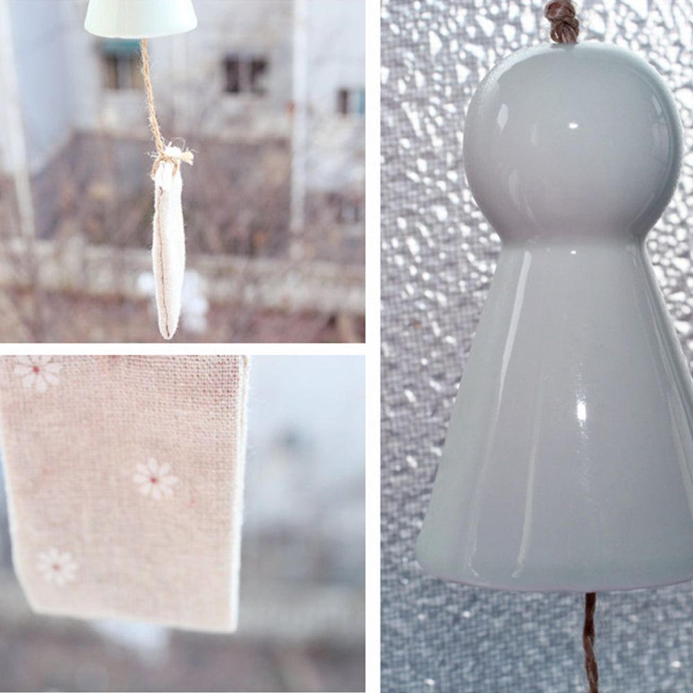 Japanese Ceramic Wind Chimes, Sunny Dolls Bell Rings, Hanging Garden Wind Chimes, Home Garden Decoration, Cyan