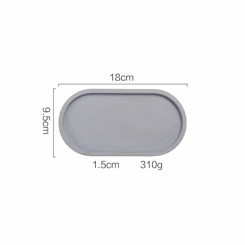 Nordic Style Industrial Style Oval Cement Tray, White/Grey/Rust Red Water Ink Texture Aromatherapy Tray, Jewelry Tray, Decoration Tray