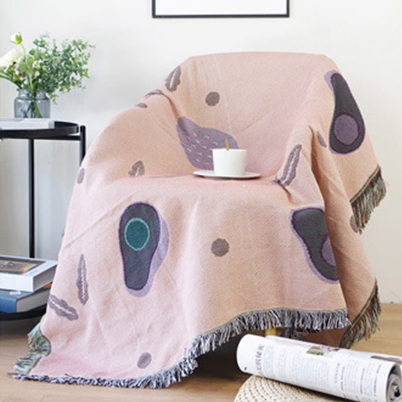 Avocado Print Blanket with Tassel