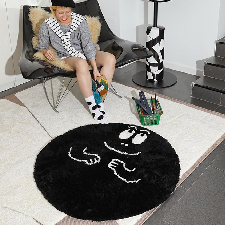 Blue Pink Black Smile Face Bedroom Mat