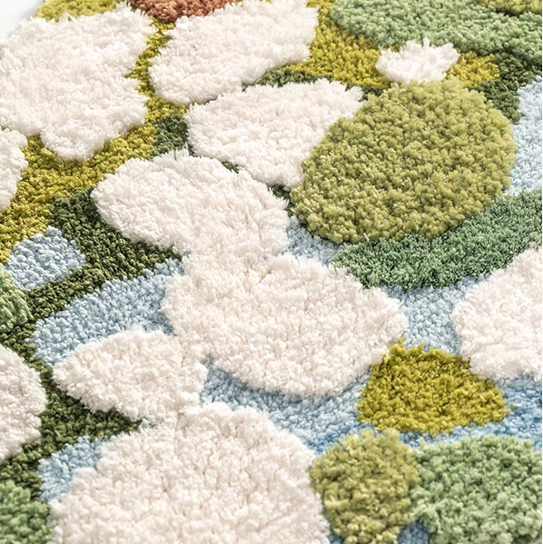 Feblilac 3D Magic Flower Garden Bath Mat, 60cmX90cm, Multiple Sized Green Moss Non Slip Bedroom Rug, Floral Living Room Rugs, Green Anti Slip Area Mats, Soft Thick Bedroom Carpet, Art Mats, Best Rugs, Hot Shower Mat Non Slip