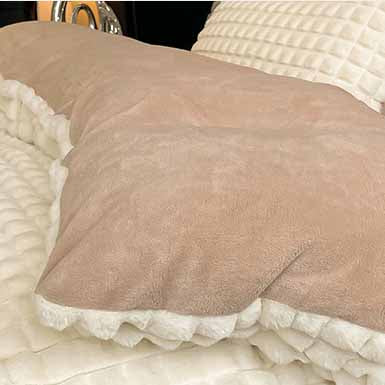 Solid Color Poly Rabbit Wool Flannel Puffy Duvet Cover Bedding Set