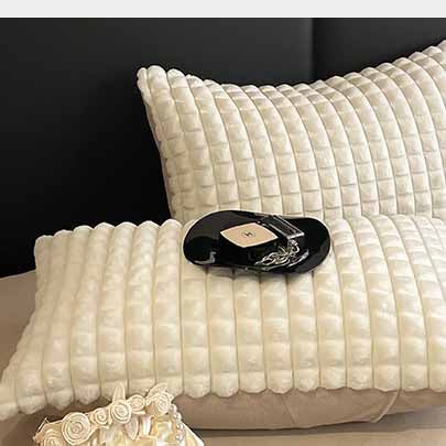 Solid Color Poly Rabbit Wool Flannel Puffy Duvet Cover Bedding Set