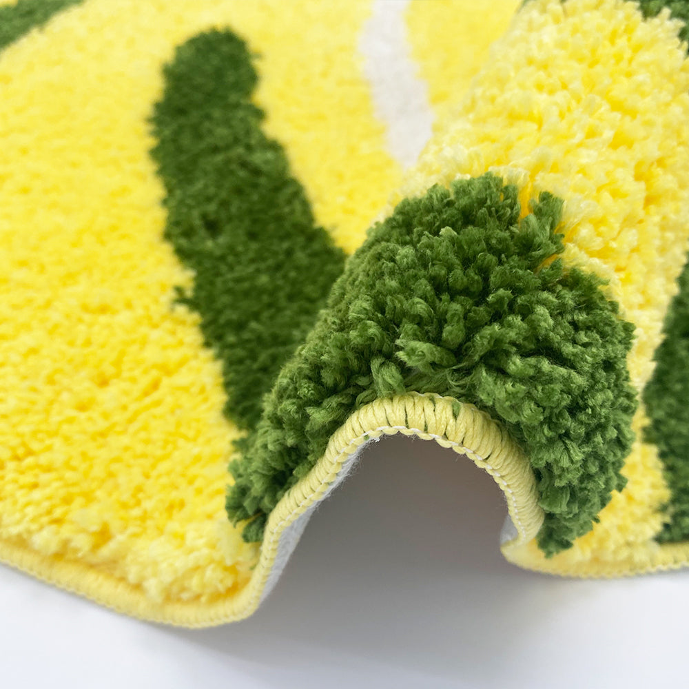 Feblilac Soft Yellow and Green Leaves Bathroom Rug, 23.6"x35.4", Floral Non Slip Bathmat, Green Plants Bathroom Rugs, Light Green Anti Slip Toilet Mat, Soft Thick Bathroom Carpet, Art Bathroom Mats, Best Bath Rugs, Hot Shower Mat Non Slip, Toilet Rug
