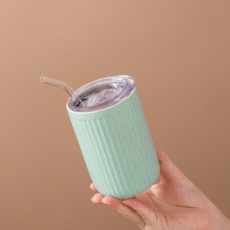 Ceramic Mug with Straw | Solid Color