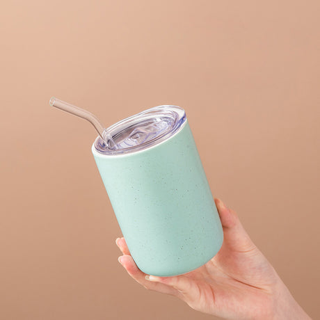 Ceramic Mug with Straw | Solid Color