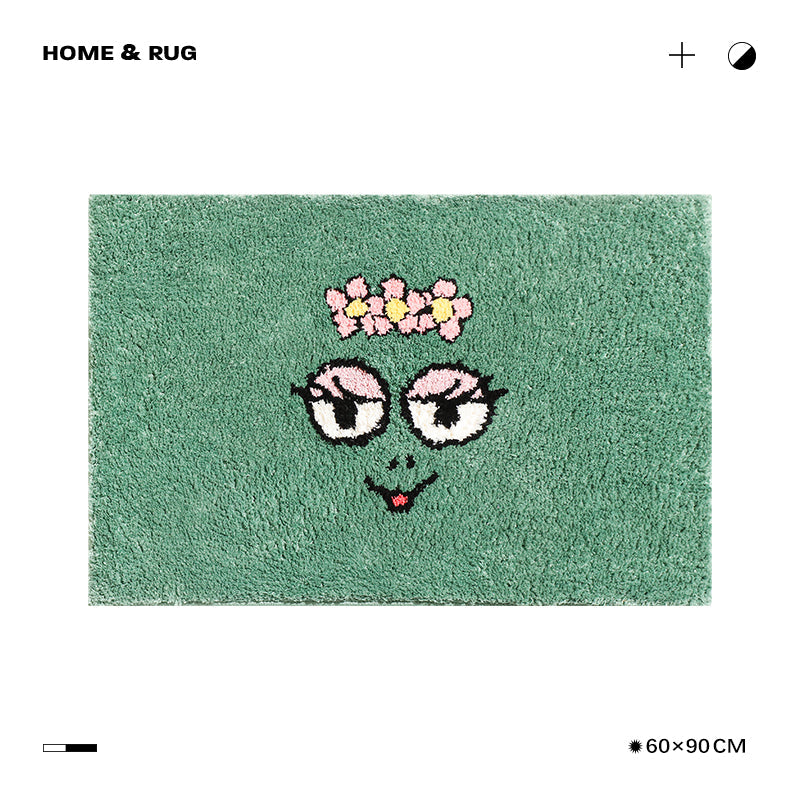 Green Cute Smile Face Bath Mat